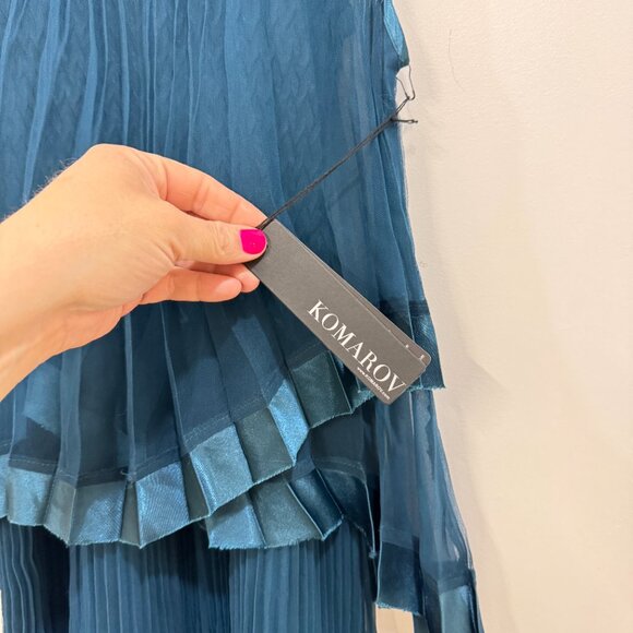 Komarov Set of 2 Sleeveless Pleated Fabric Dress Teal - Picture 6 of 10